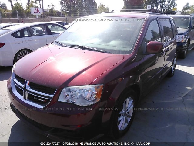 2C4RDGCG1ER202503 - 2014 DODGE GRAND CARAVAN SXT RED photo 2