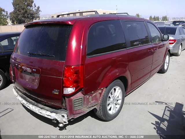 2C4RDGCG1ER202503 - 2014 DODGE GRAND CARAVAN SXT RED photo 4