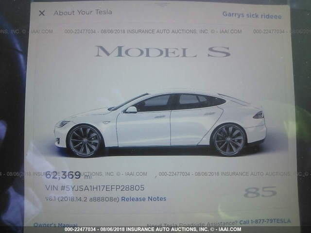 5YJSA1H17EFP28805 - 2014 TESLA MODEL S Սպիտակ լուսանկար 7