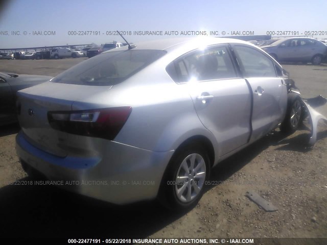 KNADM4A31F6433738 - 2015 KIA RIO LX SILVER photo 4