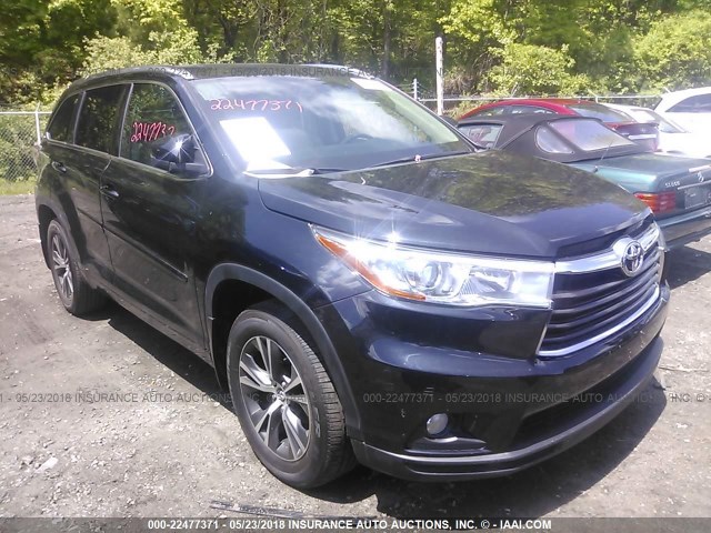 5TDJKRFH7GS302912 - 2016 TOYOTA HIGHLANDER XLE შავი ფოტო 1