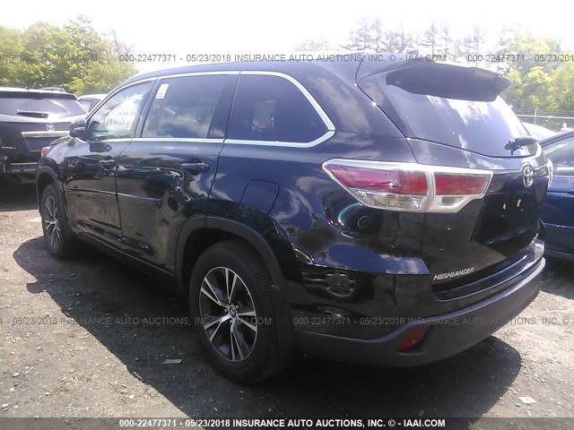 5TDJKRFH7GS302912 - 2016 TOYOTA HIGHLANDER XLE შავი ფოტო 3