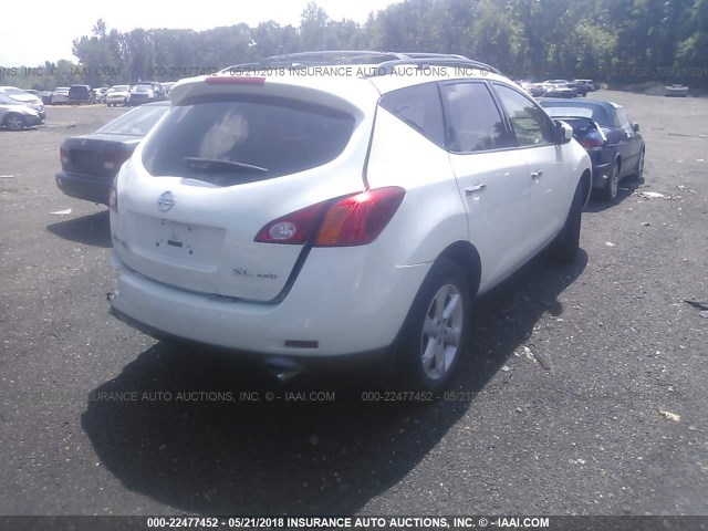 JN8AZ18W99W114182 - 2009 NISSAN MURANO S/SL/LE WHITE photo 4