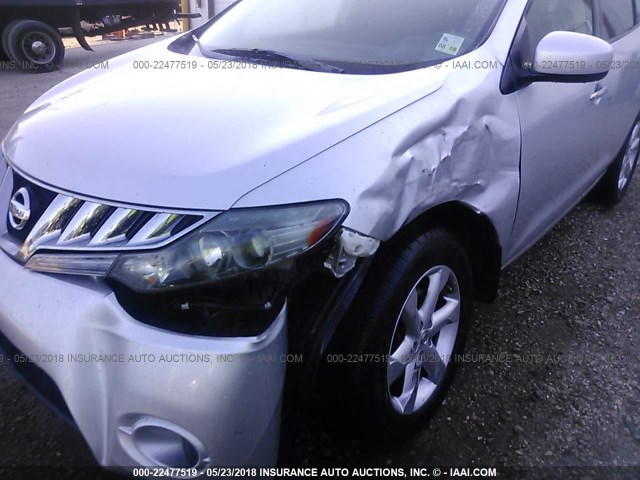 JN8AZ18U39W008132 - 2009 NISSAN MURANO S/SL SILVER photo 6