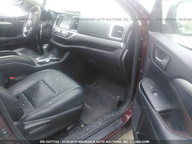 5TDJKRFH0GS256212 - 2016 TOYOTA HIGHLANDER XLE ბურგუნდია ფოტო 5