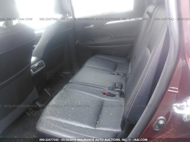 5TDJKRFH0GS256212 - 2016 TOYOTA HIGHLANDER XLE ბურგუნდია ფოტო 8