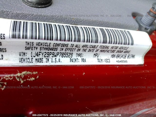 1J4FY29P9WP785529 - 1998 JEEP WRANGLER / TJ SE RED photo 9