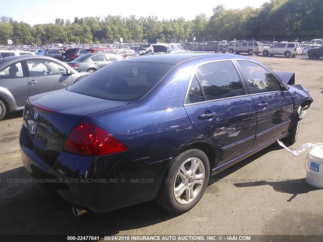 1HGCM56337A191175 - 2007 HONDA ACCORD SE BLUE photo 4