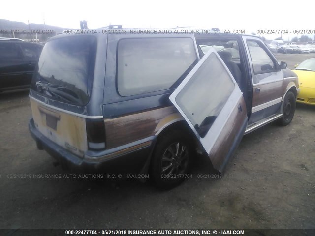 1B4GK54R3MX617014 - 1991 DODGE GRAND CARAVAN LE BLUE photo 4