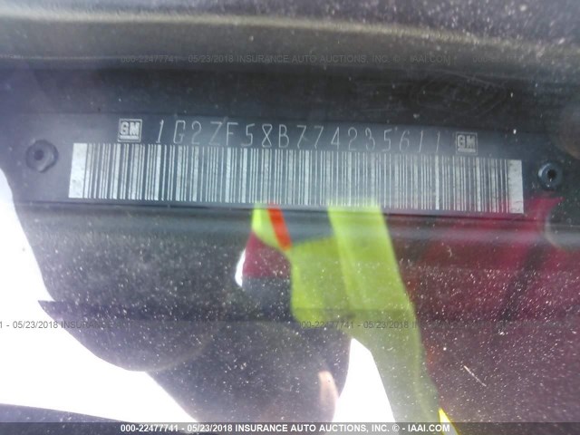 1G2ZF58B774235611 - 2007 PONTIAC G6 VALUE LEADER/BASE BLUE photo 9