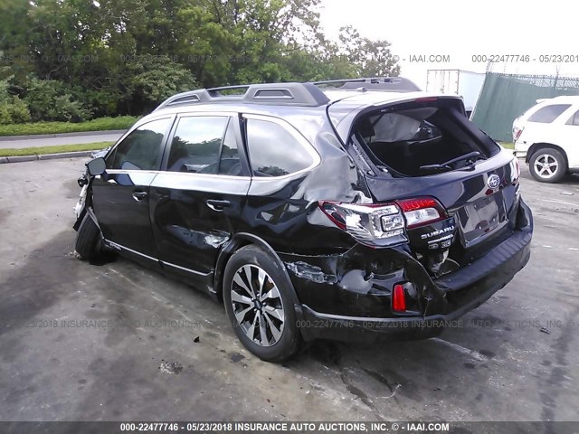 4S4BSALC6F3309764 - 2015 SUBARU OUTBACK 2.5I LIMITED BLACK photo 3