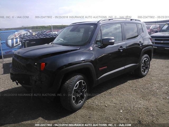 ZACCJBCB6HPE74222 - 2017 JEEP RENEGADE TRAILHAWK BLACK photo 2