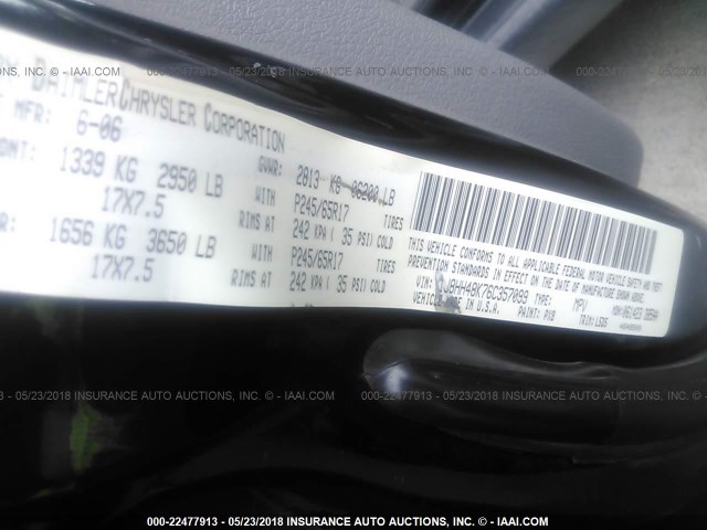 1J8HH48K76C357099 - 2006 JEEP COMMANDER შავი ფოტო 9