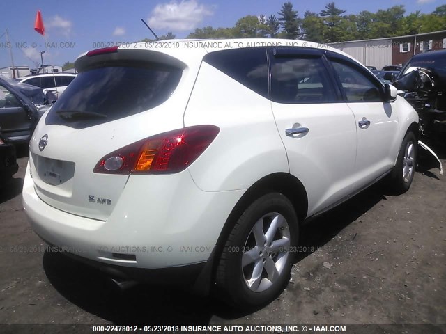 JN8AZ18W89W140370 - 2009 NISSAN MURANO S/SL/LE WHITE photo 4