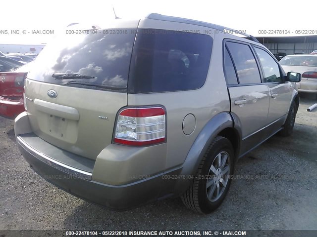 1FMDK02W38GA31626 - 2008 FORD TAURUS X SEL TAN photo 4