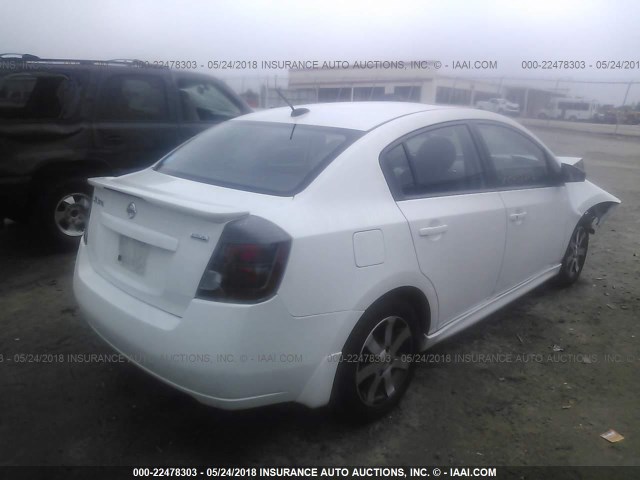 3N1AB6AP7CL605334 - 2012 NISSAN SENTRA 2.0/2.0S/SR/2.0SL WHITE photo 4