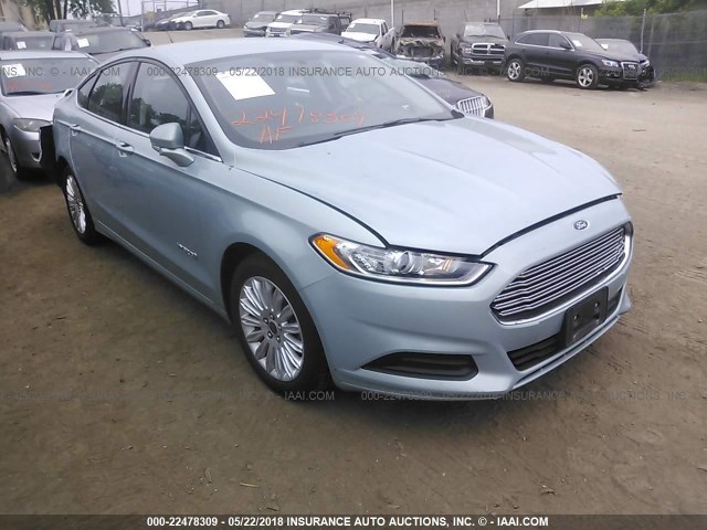 3FA6P0LU4ER163798 - 2014 FORD FUSION SE HYBRID TEAL photo 1