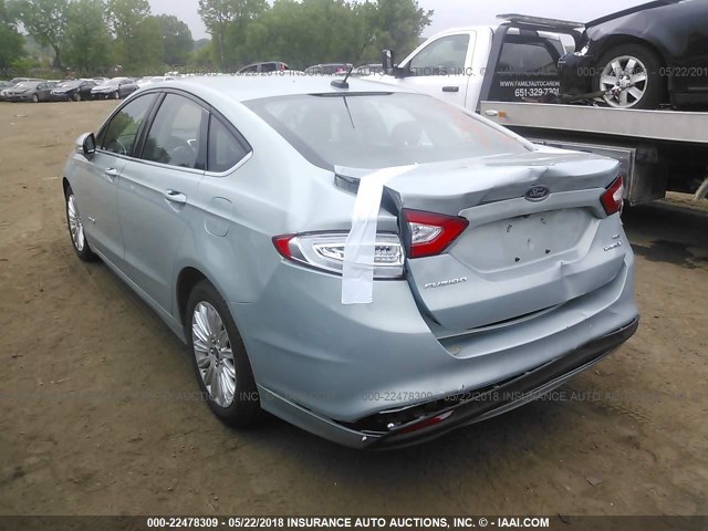 3FA6P0LU4ER163798 - 2014 FORD FUSION SE HYBRID TEAL photo 3