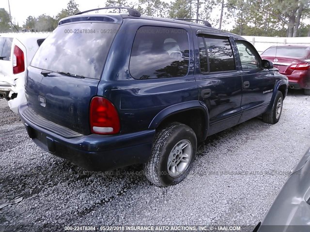 1B4HR28Z7YF221849 - 2000 DODGE DURANGO BLUE photo 4