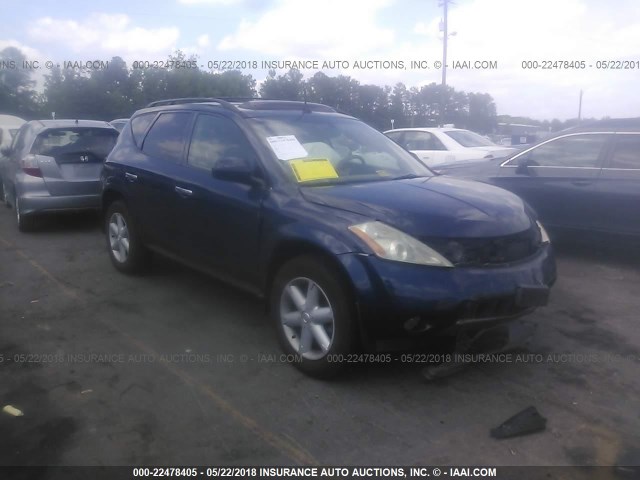 JN8AZ08W45W432568 - 2005 NISSAN MURANO SL/SE/S BLUE photo 1