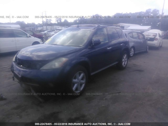 JN8AZ08W45W432568 - 2005 NISSAN MURANO SL/SE/S BLUE photo 2