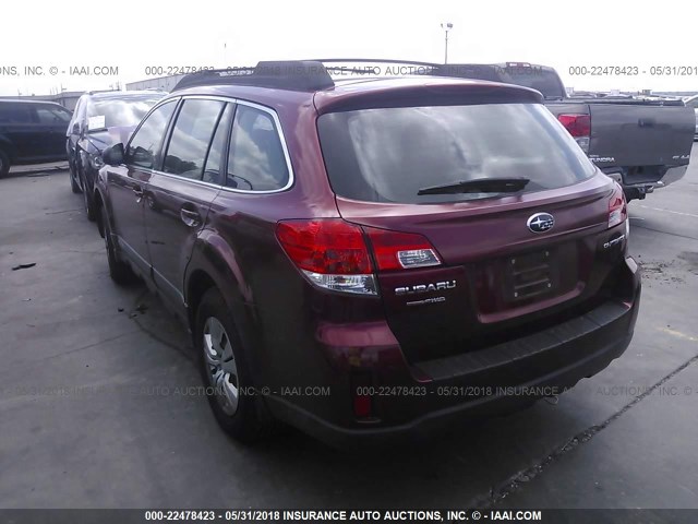 4S4BRCAC1D3214066 - 2013 SUBARU OUTBACK 2.5I MAROON photo 3