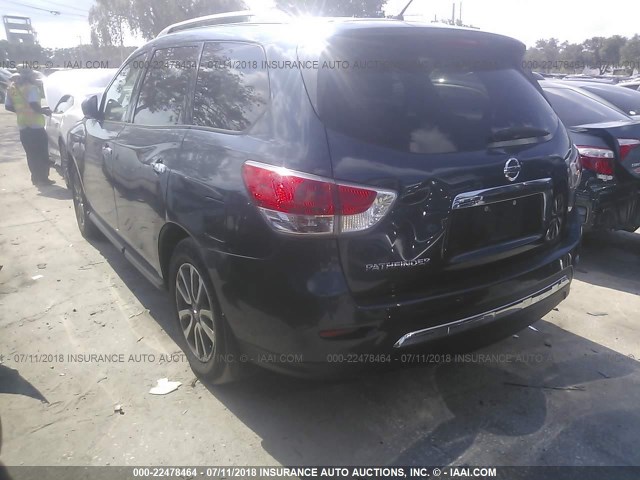 5N1AR2MN4FC660492 - 2015 NISSAN PATHFINDER S/SV/SL/PLATINUM BLUE photo 3