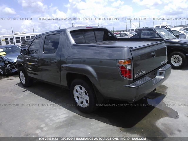 2HJYK16557H541407 - 2007 HONDA RIDGELINE RTL GRAY photo 3