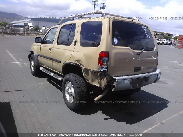 5N1ED28T81C538249 - 2001 NISSAN XTERRA XE/SE BEIGE photo 3