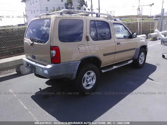 5N1ED28T81C538249 - 2001 NISSAN XTERRA XE/SE BEIGE photo 4