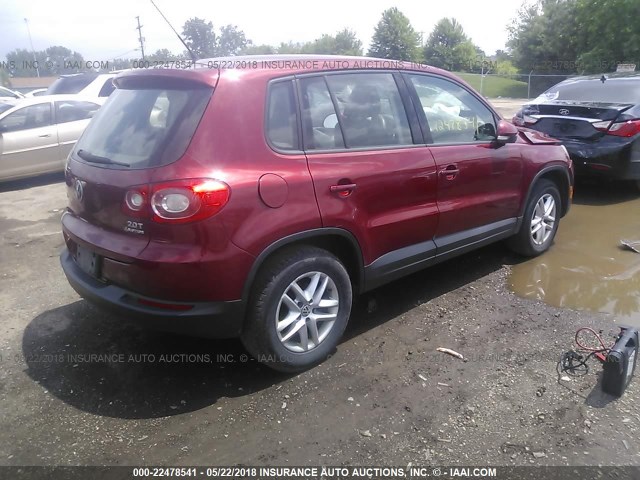 WVGBV7AX3BW001248 - 2011 VOLKSWAGEN TIGUAN S/SE/SEL RED photo 4