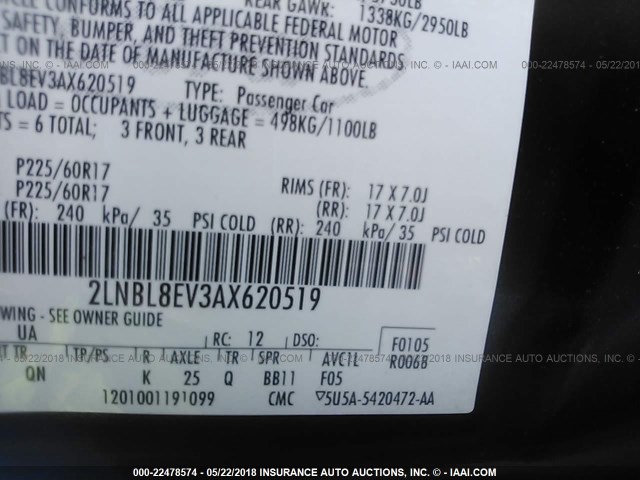 2LNBL8EV3AX620519 - 2010 LINCOLN TOWN CAR EXECUTIVE L BLACK photo 9