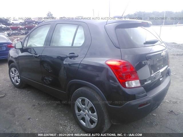 KL7CJKSB6GB606659 - 2016 CHEVROLET TRAX LS BLACK photo 3