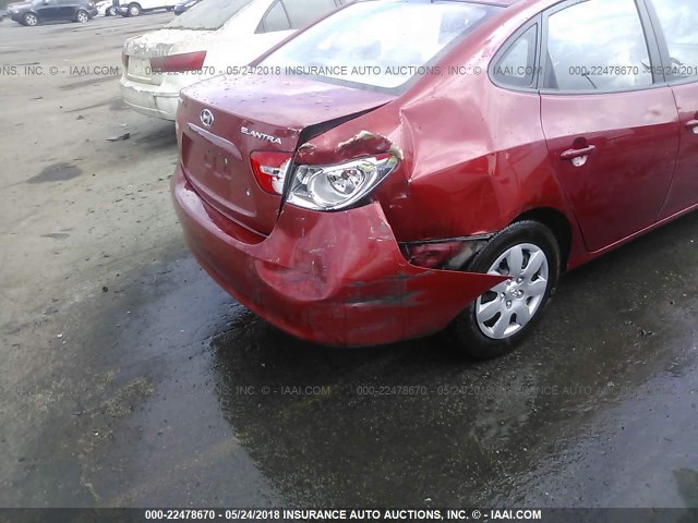 KMHDU46D89U751937 - 2009 HYUNDAI ELANTRA GLS/SE RED photo 6