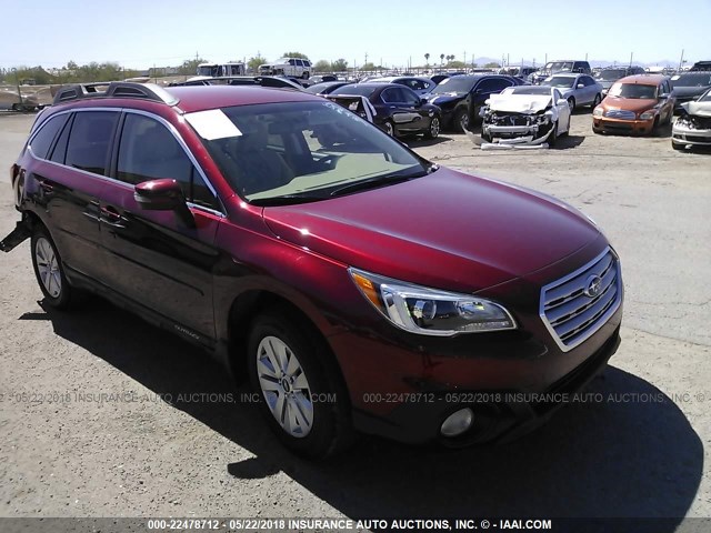 4S4BSBFCXF3277614 - 2015 SUBARU OUTBACK 2.5I PREMIUM BURGUNDY photo 1