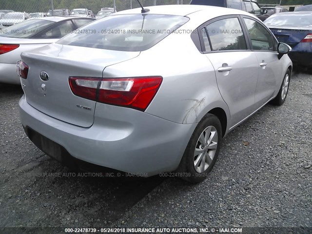 KNADN4A39D6242367 - 2013 KIA RIO EX/SX SILVER photo 4