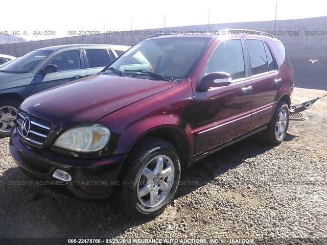 4JGAB75E23A440548 - 2003 MERCEDES-BENZ ML 500 RED photo 2