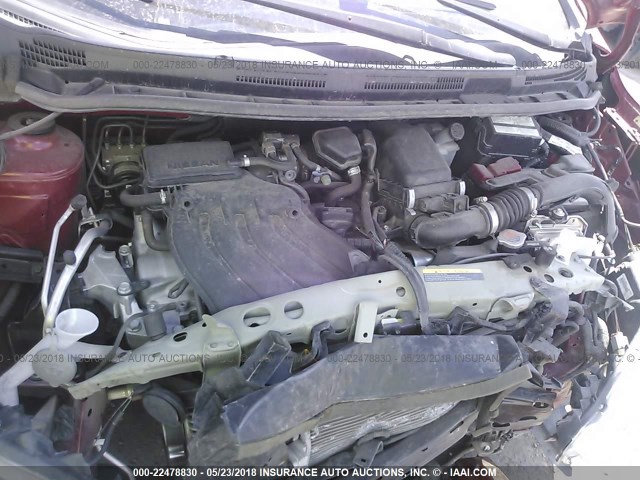 3N1CE2CP4FL443477 - 2015 NISSAN VERSA NOTE S/S PLUS/SV/SL/SR RED photo 10