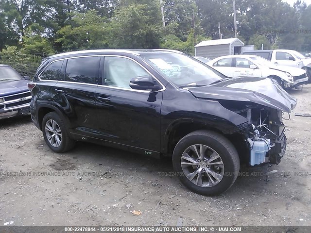 5TDKKRFH3FS110194 - 2015 TOYOTA HIGHLANDER XLE BLACK photo 1