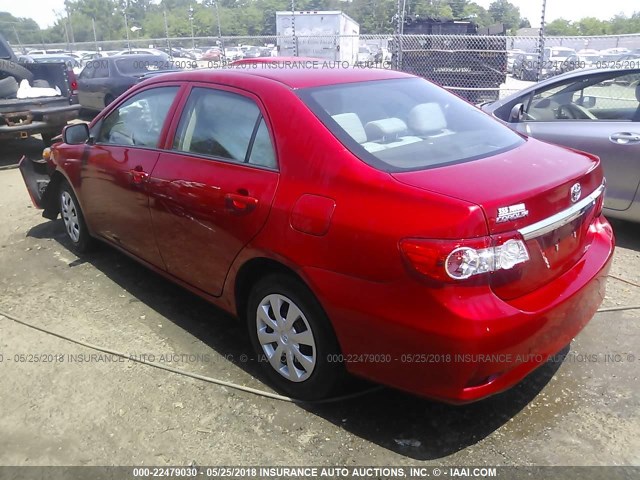 2T1BU4EE1DC065377 - 2013 TOYOTA COROLLA S/LE RED photo 3