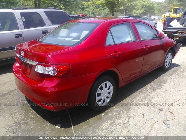 2T1BU4EE1DC065377 - 2013 TOYOTA COROLLA S/LE RED photo 4