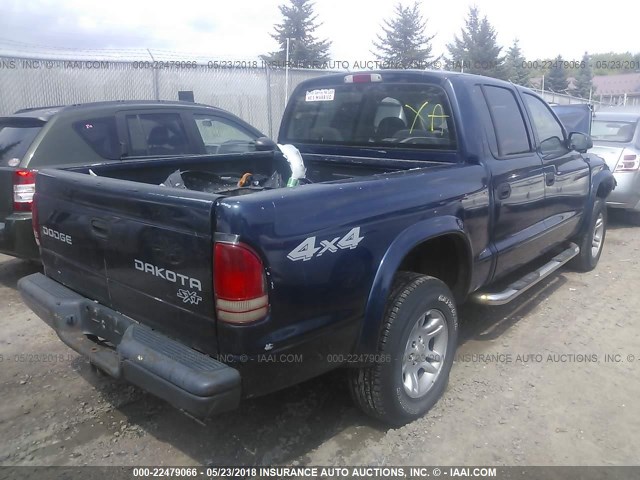 1D7HG38X83S227596 - 2003 DODGE DAKOTA QUAD SPORT BLUE photo 4