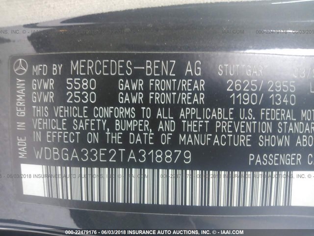 WDBGA33E2TA318879 - 1996 MERCEDES-BENZ S 320 BLACK photo 9