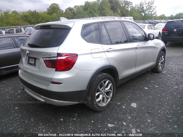 5UXWX7C58BL734665 - 2011 BMW X3 XDRIVE35I SILVER photo 4