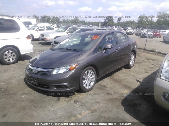 2HGFB2F95CH542878 - 2012 HONDA CIVIC EXL GRAY photo 2