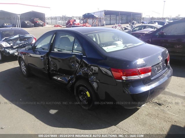 5NPEU46F06H123709 - 2006 HYUNDAI SONATA GLS/LX Dark Blue photo 3