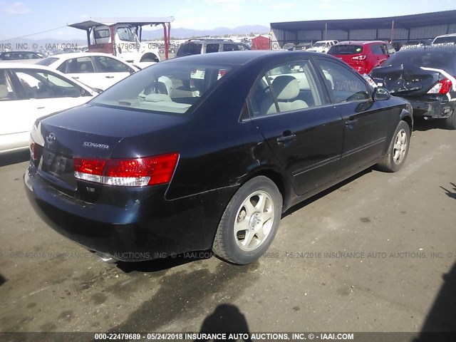 5NPEU46F06H123709 - 2006 HYUNDAI SONATA GLS/LX Dark Blue photo 4