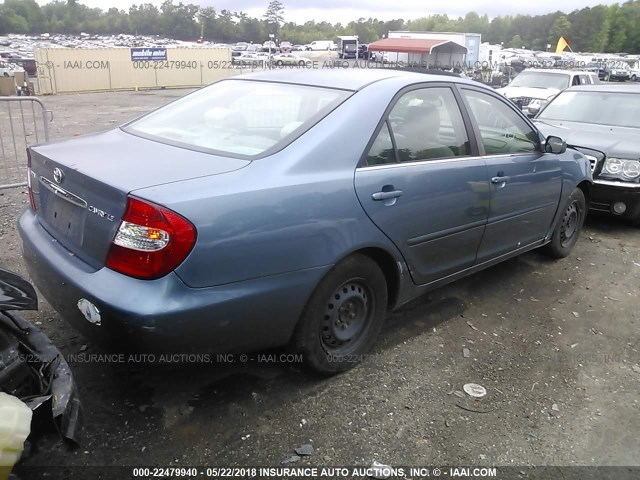 JTDBE32K930150929 - 2003 TOYOTA CAMRY LE/XLE BLUE photo 4