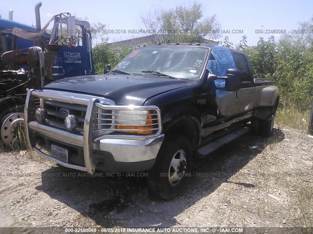 1FTWW33F1YEE47381 - 2000 FORD F350 4X4 CREWCAB SUPER DUTY BLACK photo 2