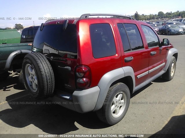 1J4GK48K26W113812 - 2006 JEEP LIBERTY SPORT RED photo 4